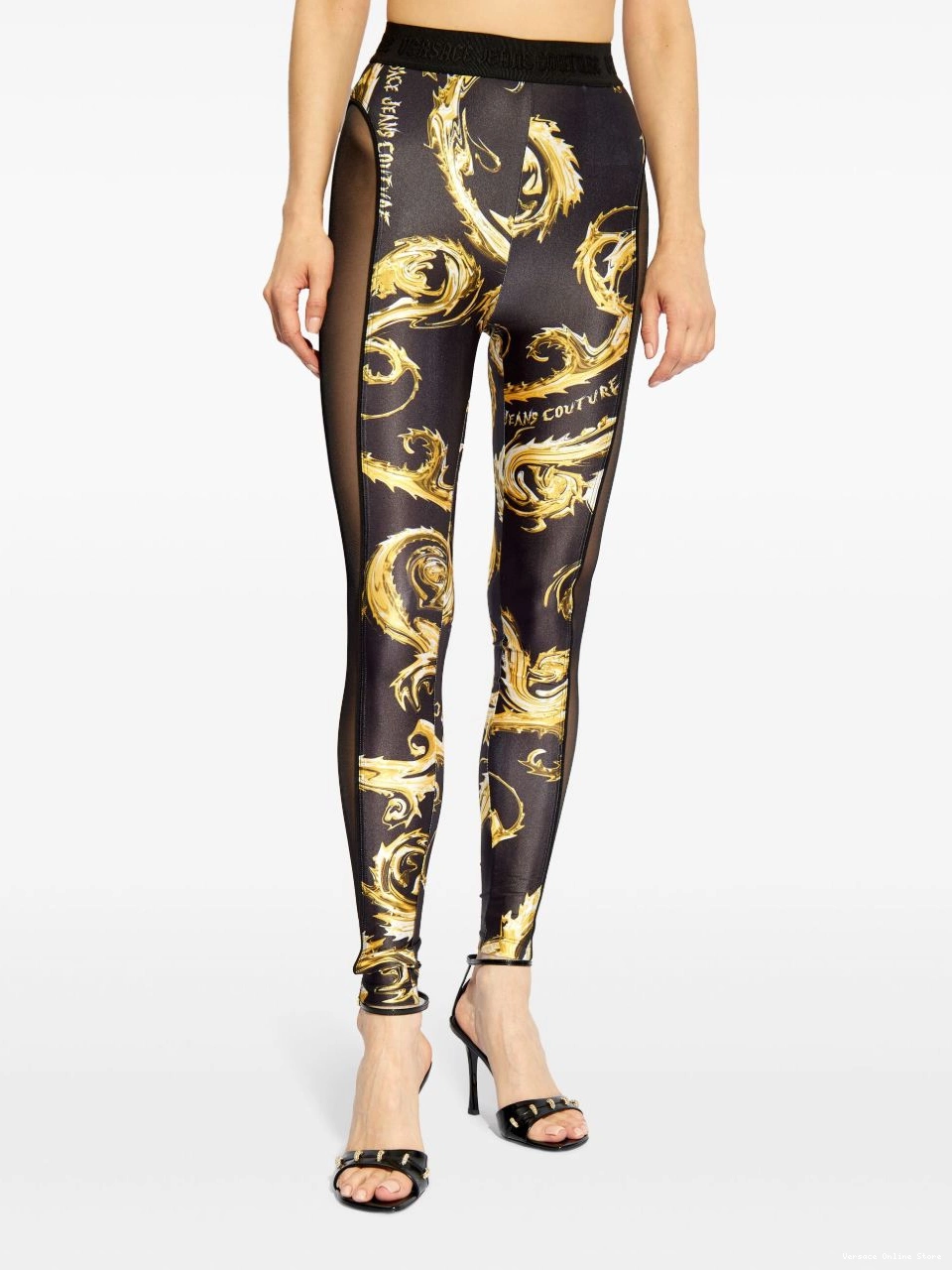 Cheap Jeans Versace Women leggings Barocco-print panelled Couture 0824